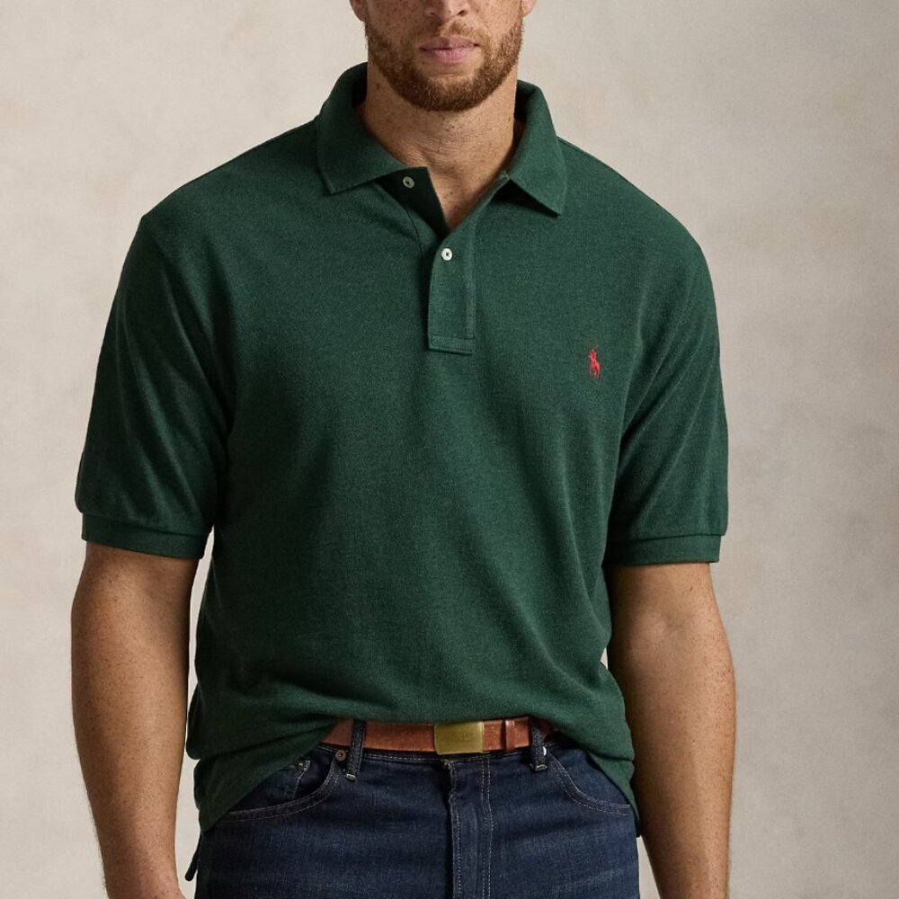 Polo Ralph Lauren The Iconic Mesh Polo Shirt Green Red Pony XL Cotton Preppy